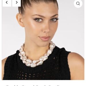 Double Strand South Sea Baroque Pearl Necklace in White - AAA Grade